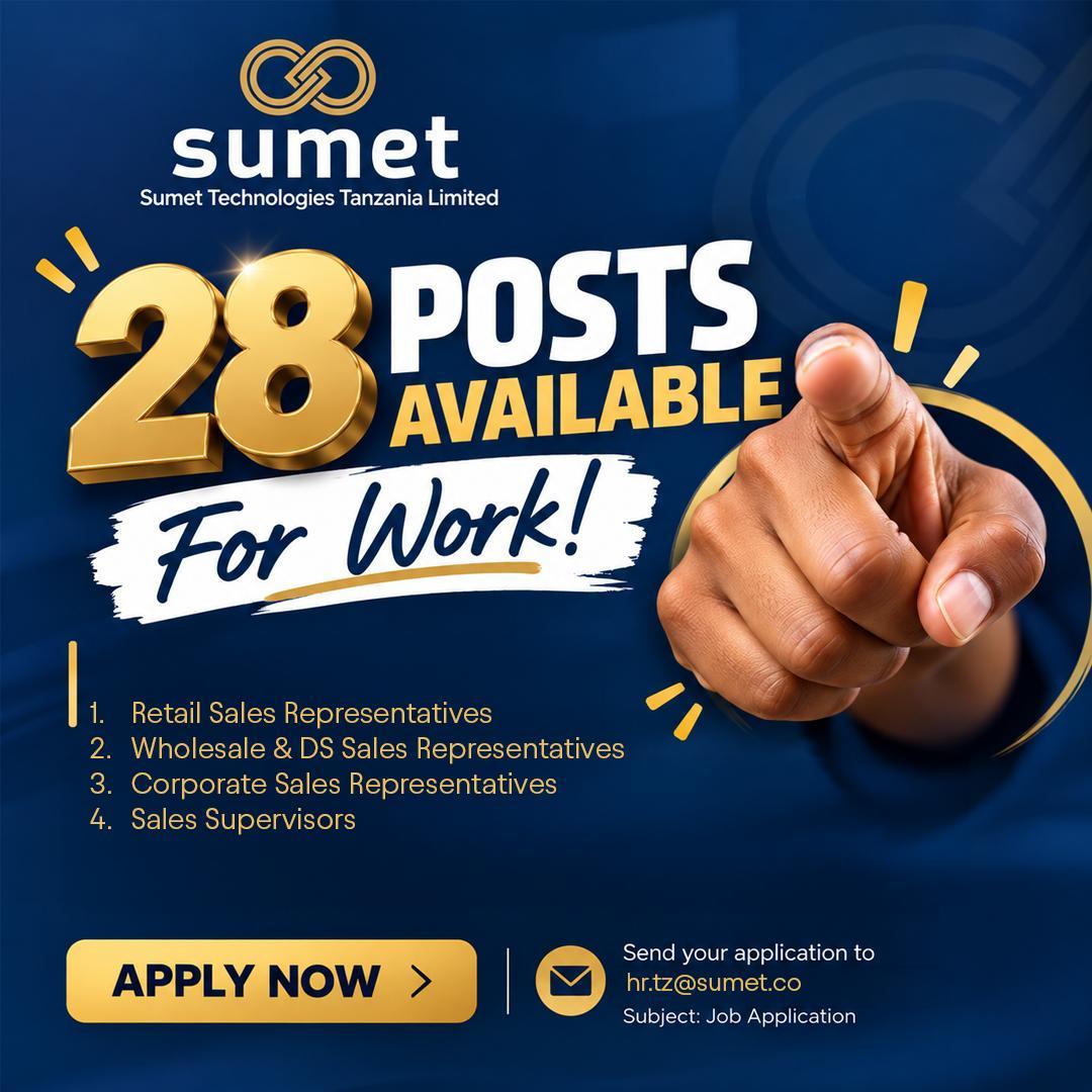 Career Opportunities at Sumet Technologies Tanzania Limited – Sales Department
